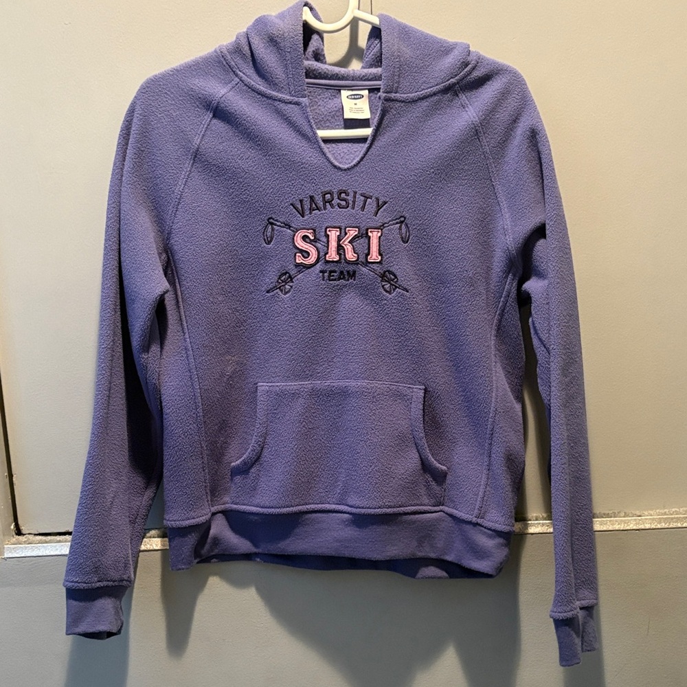 Vintage Y2K Old Navy Varsity Ski Team Fleece Pullover Hoodie